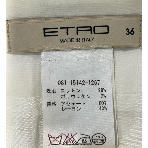 ETRO Italy White A-Line Pleated Skirt Size 36 US 2 Formal Midi Cotton Blend - Picture 4 of 7